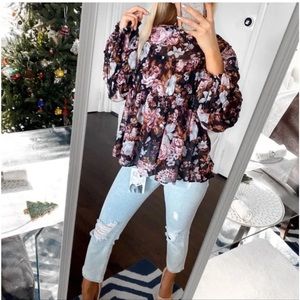 New O.P.T ANTHROPOLOGY BOHO FLORAL 2-in-1 TOP